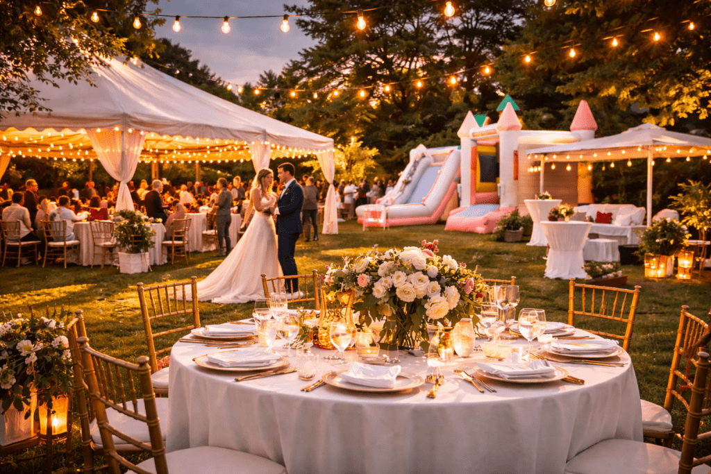 A romantic twilight wedding celebration