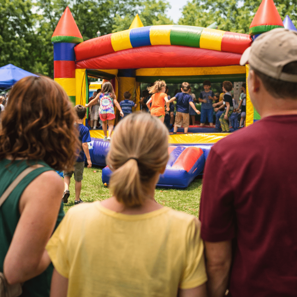 Children playing in a bounce house