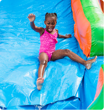 Local event with inflatable water slide